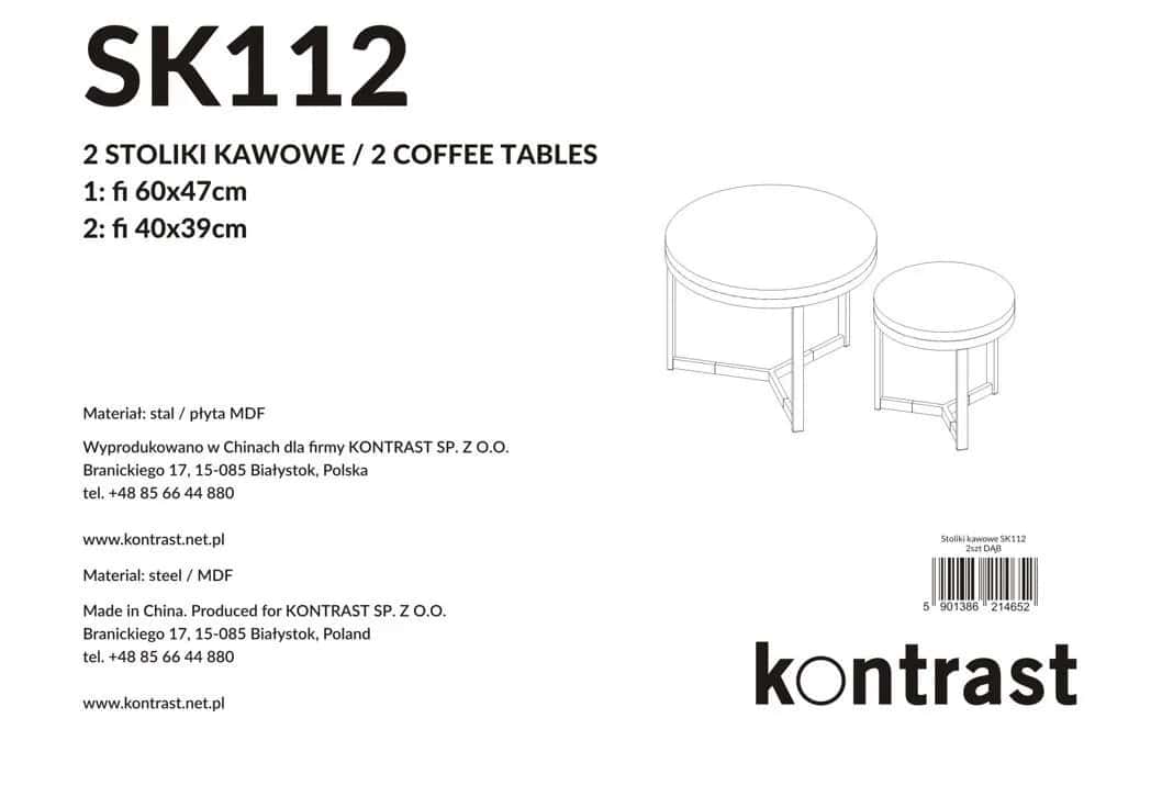 Stolik kawowy okrągły LEIF 2szt 60×47/40×39cm dąb – miniatura 11