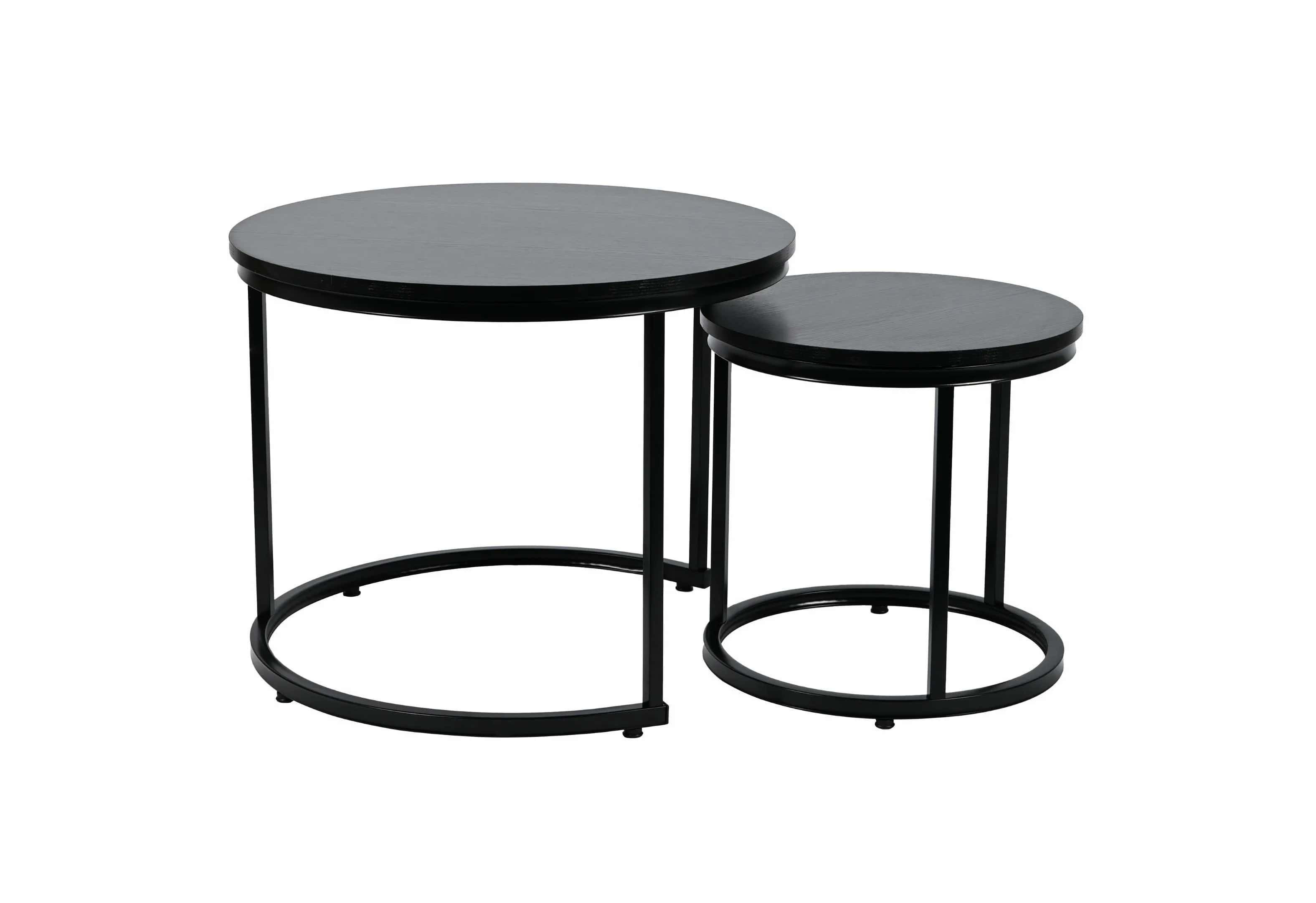 Stolik kawowy okrągły 2szt CZARNY SK115CZ 60x47/40x39cm – miniatura 1