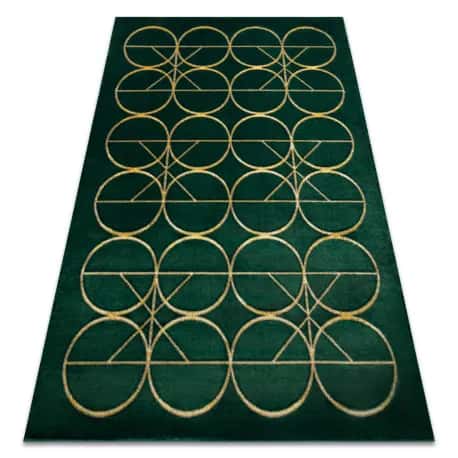 Dywan EMERALD ekskluzywny 1010 glamour, stylowy koła butelkowa zieleń / złoty – miniatura 1
