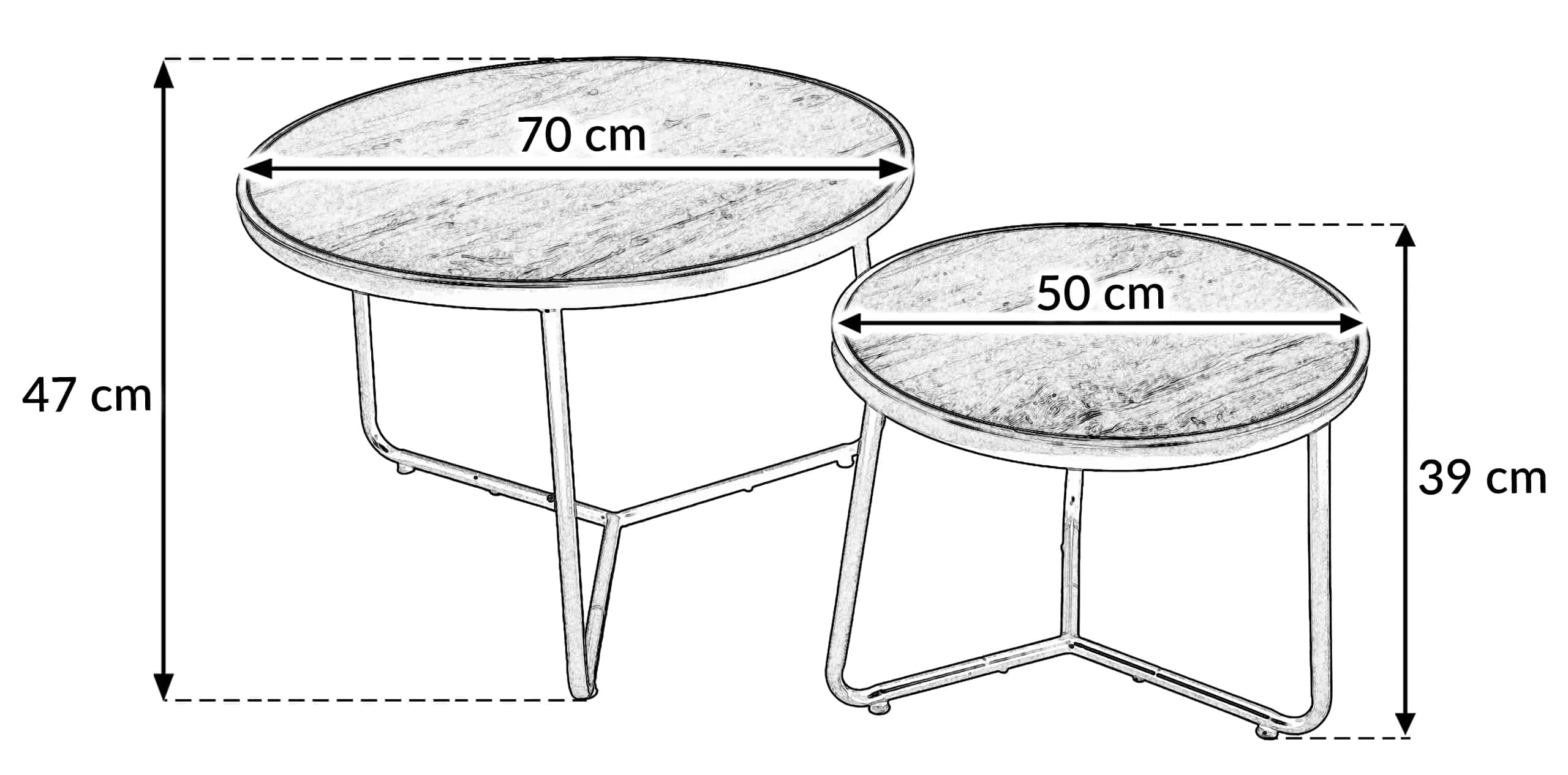 Stolik kawowy okrągły 2szt DĄB SK114D 70x47/50x39cm – miniatura 2