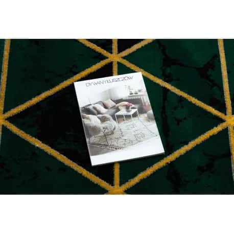 Dywan EMERALD ekskluzywny 1020 glamour, stylowy marmur, trójkąty butelkowa zieleń / złoty – miniatura 2