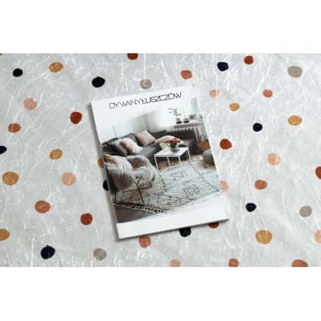 Dywan do prania BAMBINO 47890 koło Kropki dla dzieci, antypoślizgowy - biały / brązowy – miniatura 3