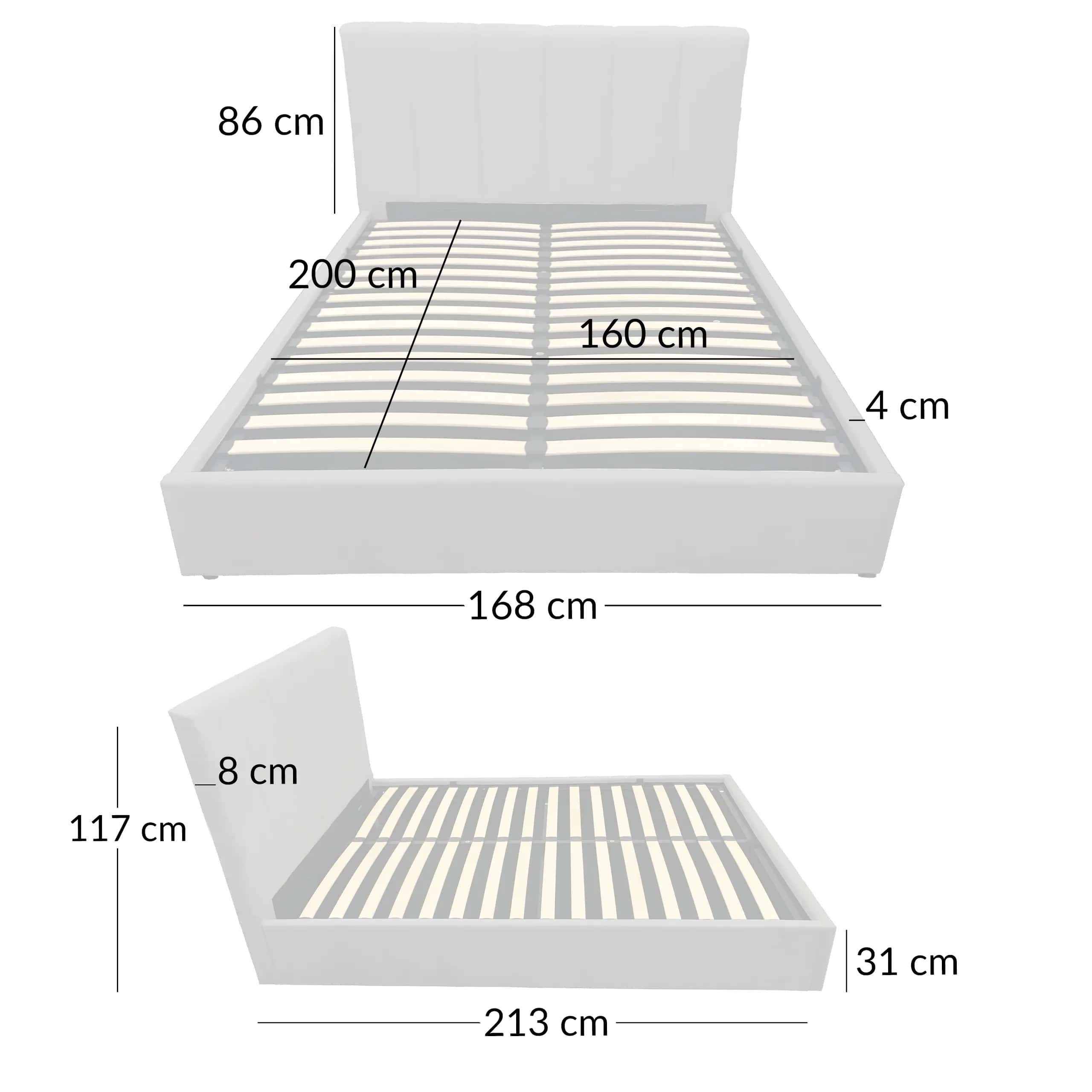LT102 Łóżko Vertica 160x2x117 szary – miniatura 8