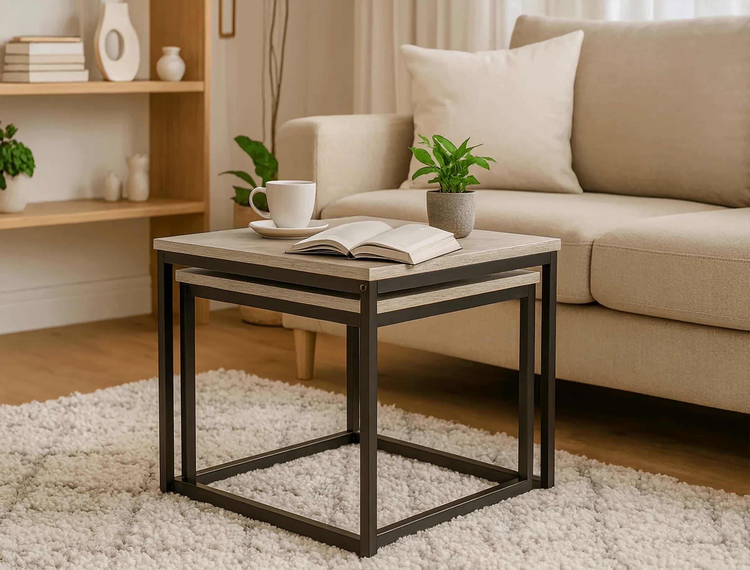 Stolik kawowy kwadratowy 2szt SONOMA SK101S 50x50,5/45x45,5cm – miniatura 8