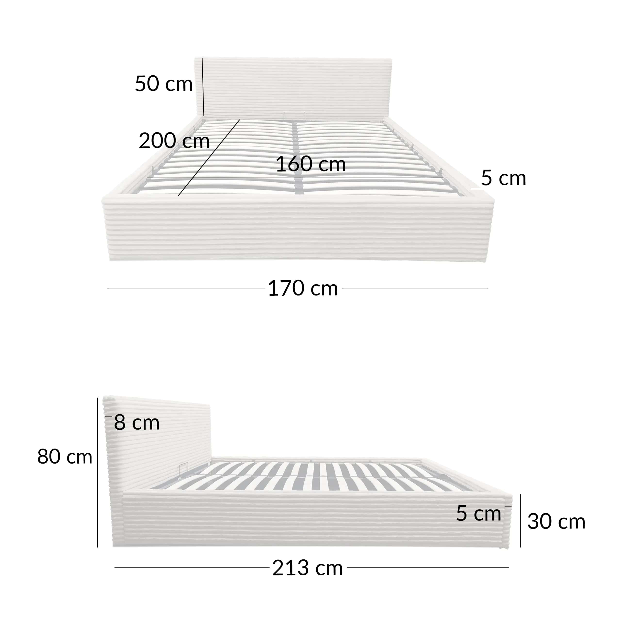 LT100 Łóżko Cordo 160x2x80 taupe – miniatura 8