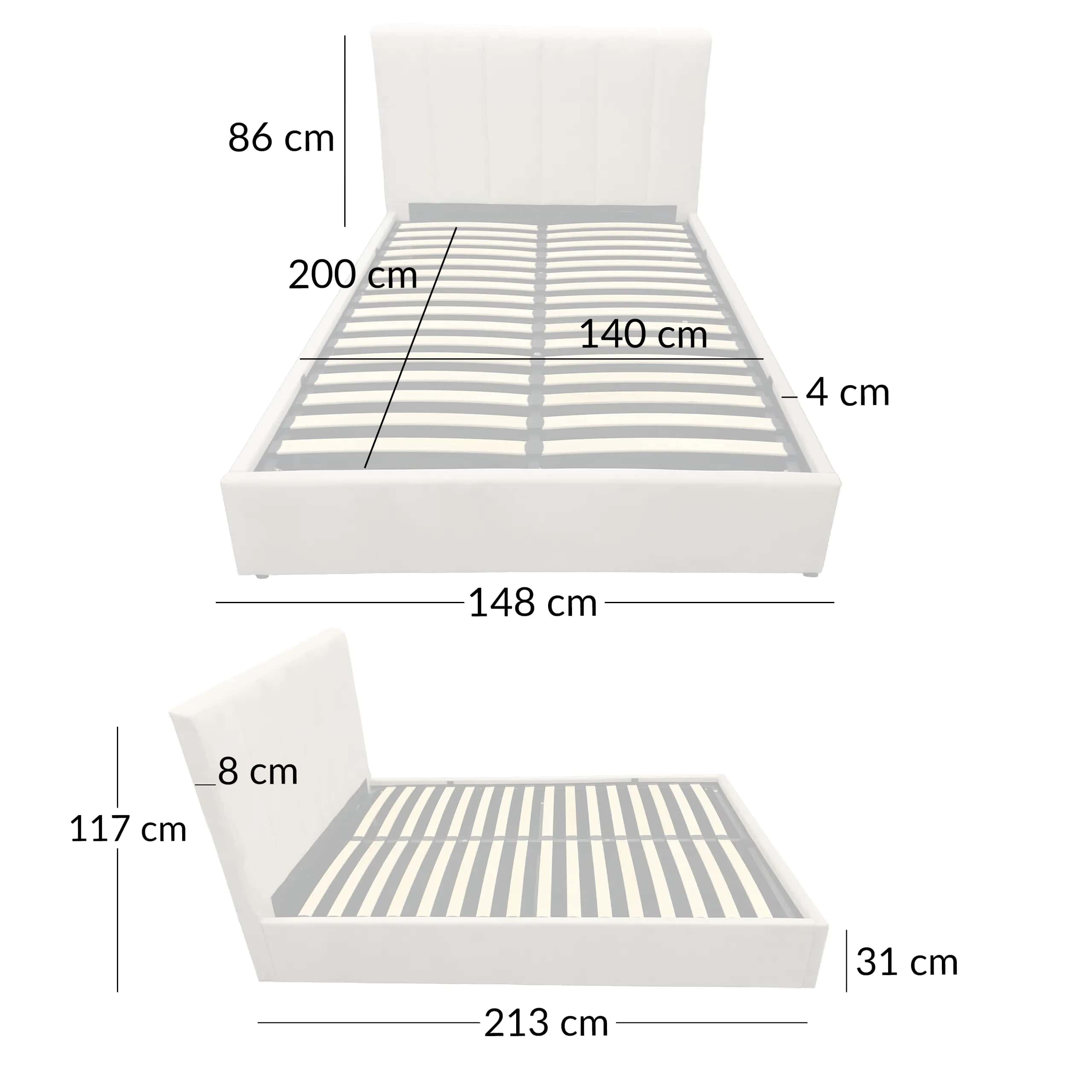 LT102 Łóżko Vertica 140x2x117 taupe – miniatura 6