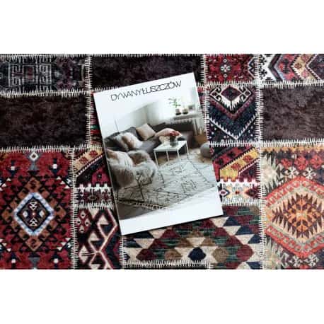 Dywan do prania ANDRE 2305 Orientalny patchwork, antypoślizgowy - bordo / brązowy – miniatura 3