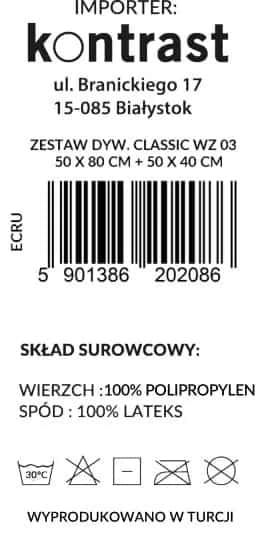 Dywanik łazienkowy CLASSIC WZ03 ecru 2-częściowy 50×80 cm – miniatura 2