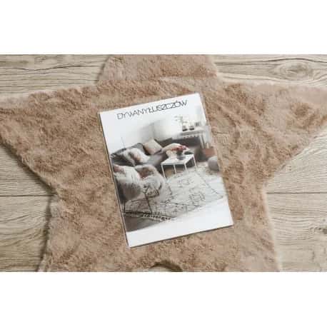 Dywan SHAPE 3148 Gwiazda Shaggy - camel, beż pluszowy, antypoślizgowy, do prania – miniatura 3