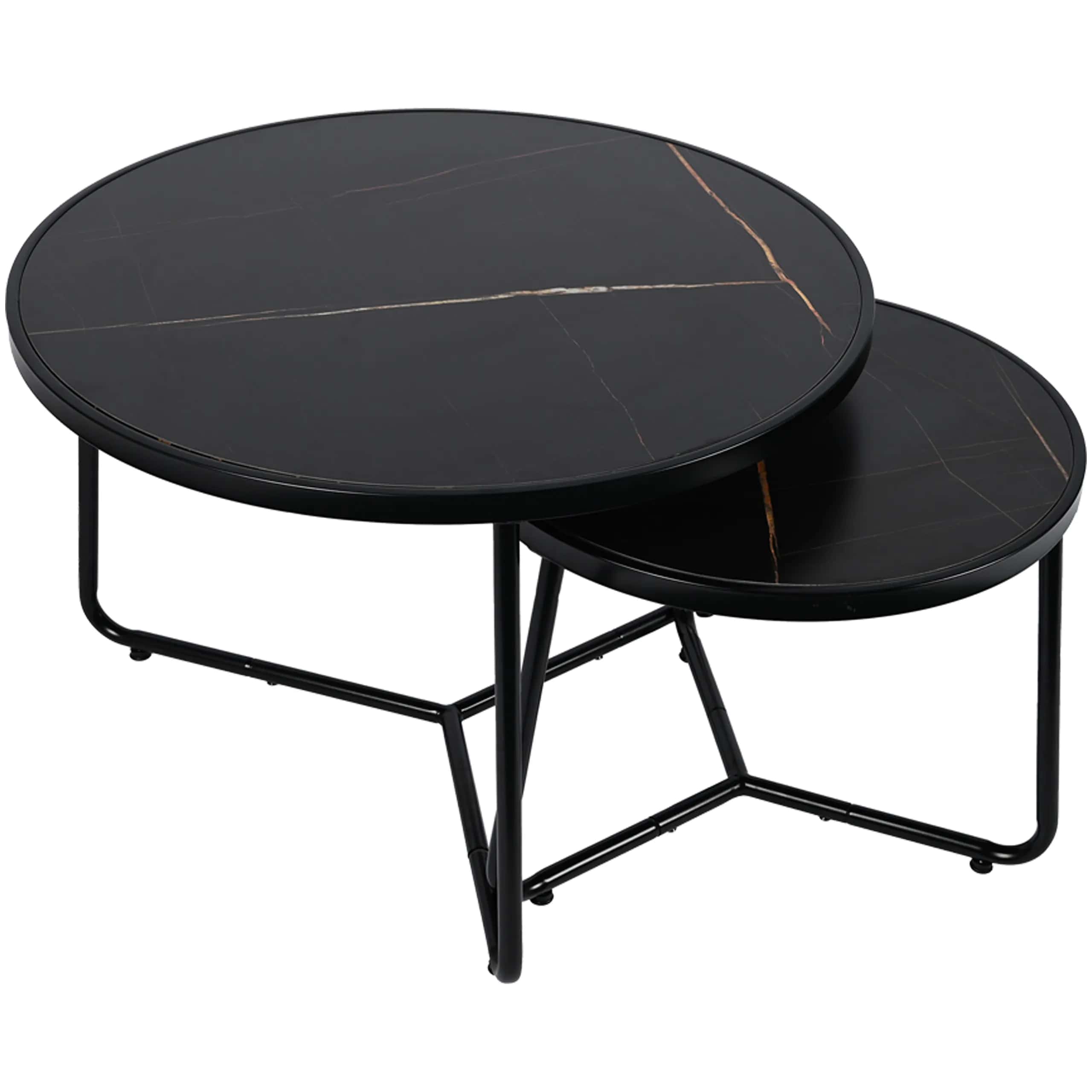 Stolik kawowy okrągły marmur TONI 2szt 70×47/50×39cm czarny – miniatura 10