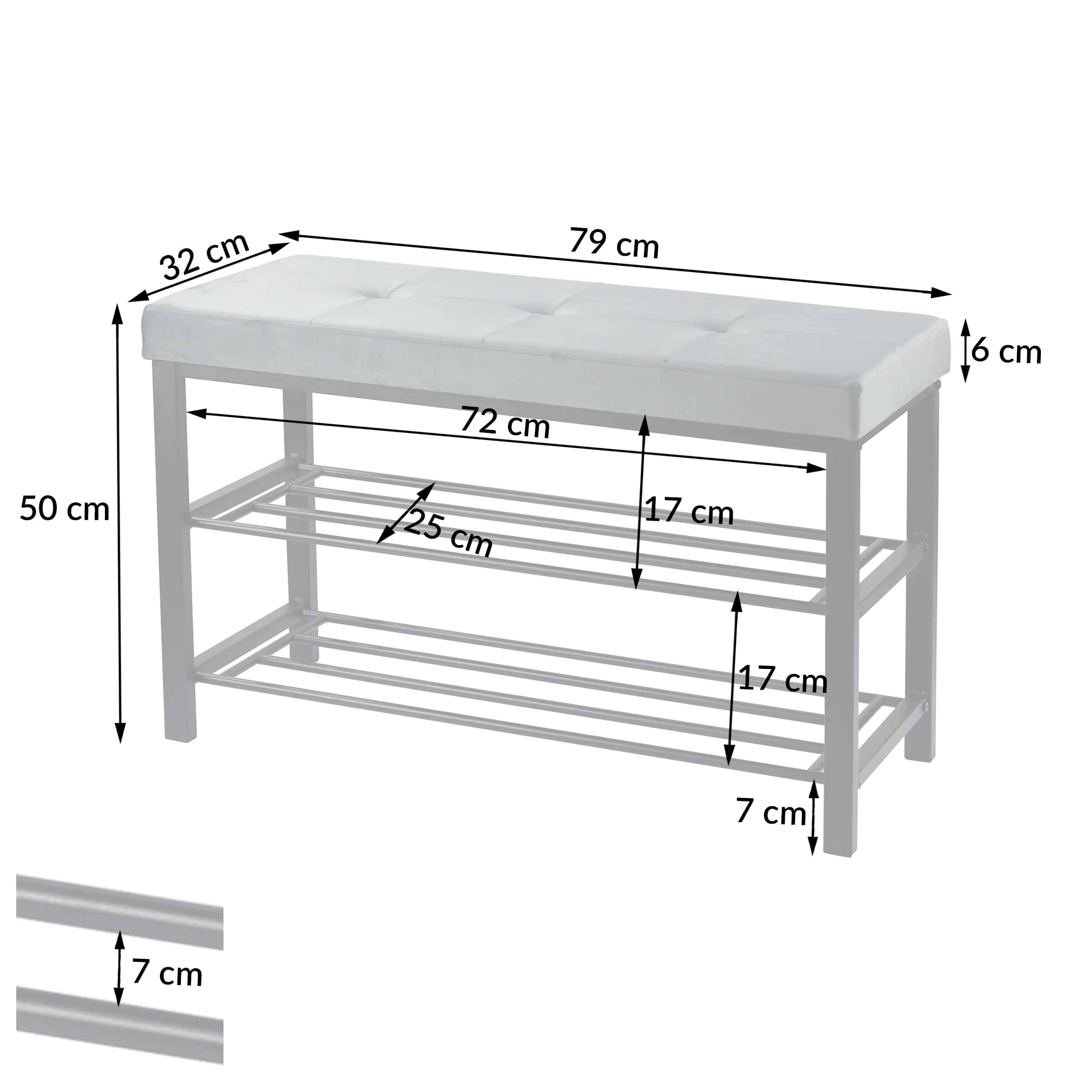 Siedzisko 79x32x50cm Vel Czarny – miniatura 2