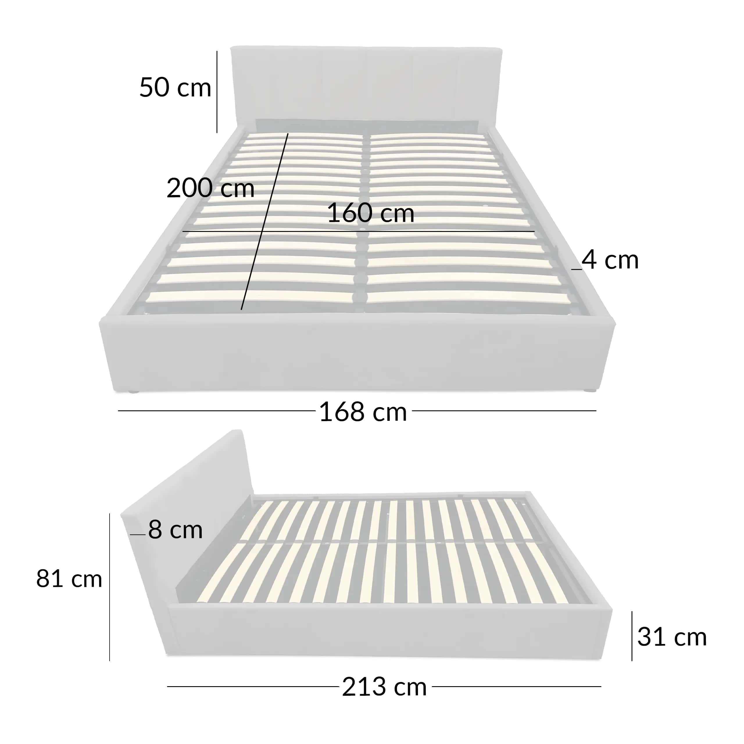 LT102 Łóżko Vertica 160x2x81 szary – miniatura 8