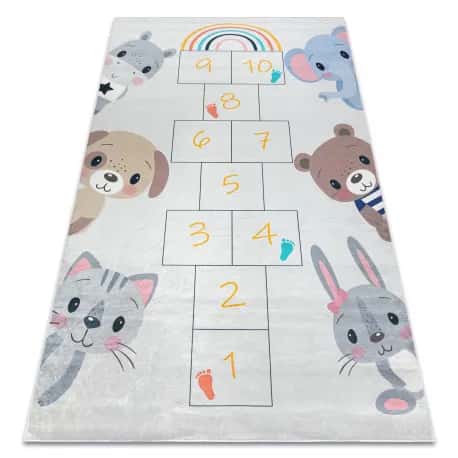Dywan do prania BAMBINO 43092 Zwierzęta, klasy dla dzieci, antypoślizgowy - szary / żółty – miniatura 1