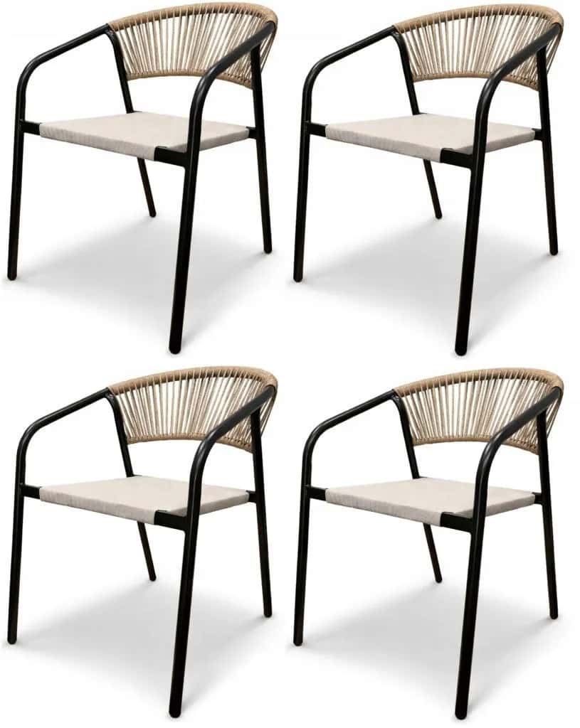 Zestaw krzesło YVES 4x 53×62×75cm czarny/taupe – miniatura 1