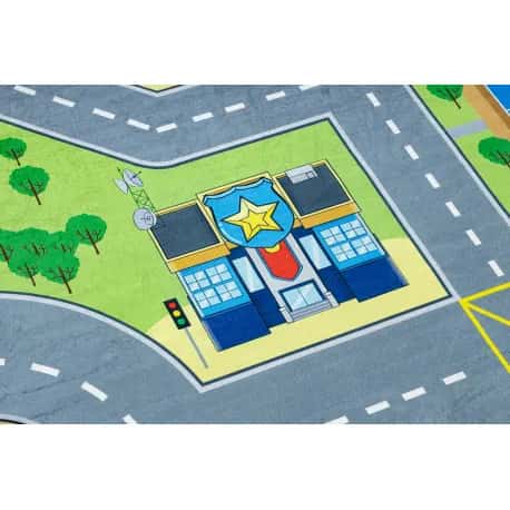 Dywan do prania BAMBINO 9028 Miasto, ulice, uliczki dla dzieci, antypoślizgowy - zielony / szary – miniatura 5