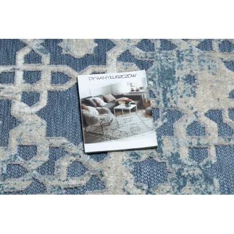 Dywan Strukturalny SOLE D3881 Ornament - płasko tkany niebieski / beż – miniatura 2