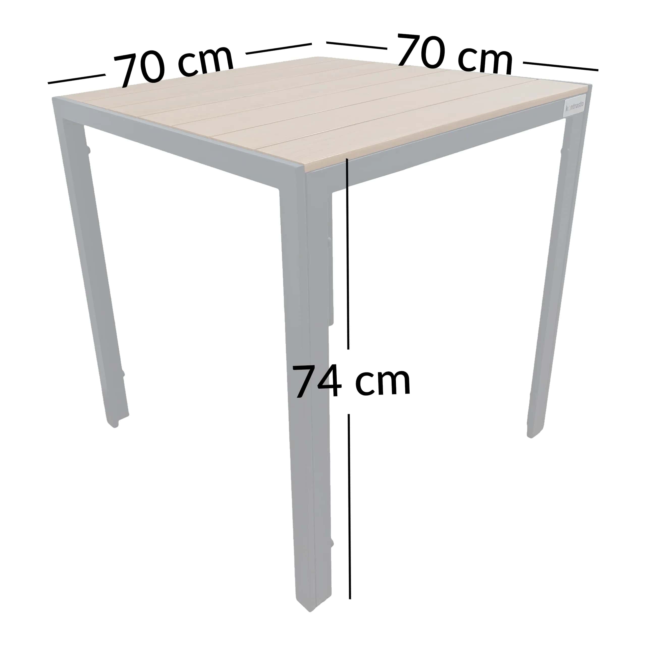 Stół ogrodowy na taras z blatem polywood Allen-ST 70x70 naturalny – miniatura 5
