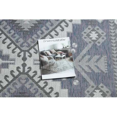 Dywan SZNURKOWY SIZAL SION Aztecki 3007 płaskie tkanie niebieski / róż / ecru – miniatura 2