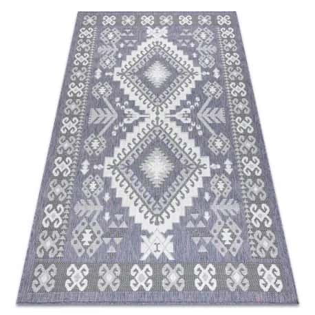 Dywan SZNURKOWY SIZAL SION Aztecki 3007 płaskie tkanie niebieski / róż / ecru – miniatura 1