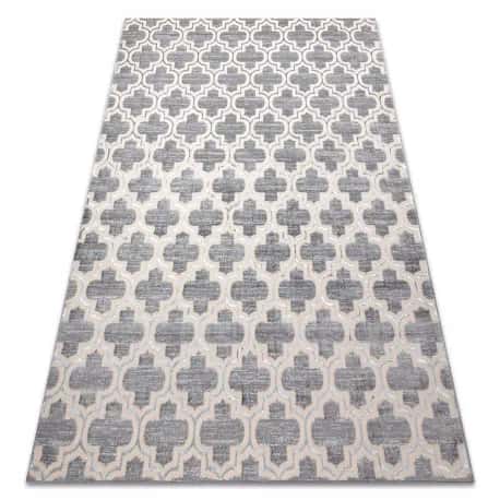 Dywan CORE W6764 Koniczyna marokańska Trellis - Strukturalny, dwa poziomy runa, szary / krem – miniatura 1