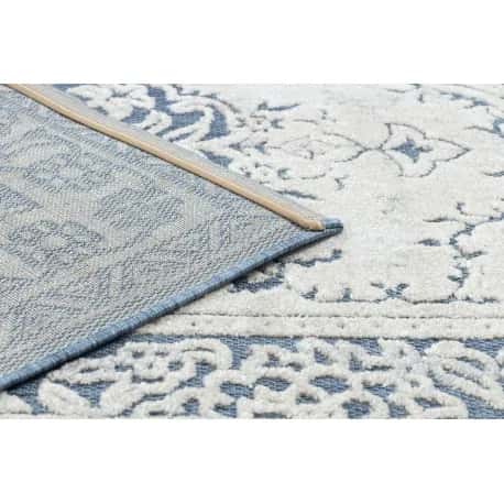 Dywan Strukturalny SOLE D3871 Ornament, ramka - płasko tkany niebieski / beż – miniatura 3