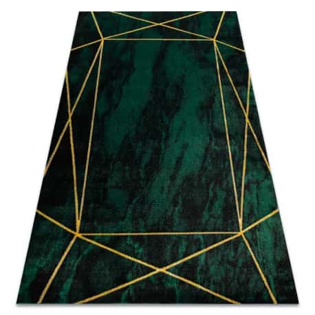 Dywan EMERALD ekskluzywny 1022 glamour, stylowy geometryczny, marmur butelkowa zieleń / złoty – miniatura 1