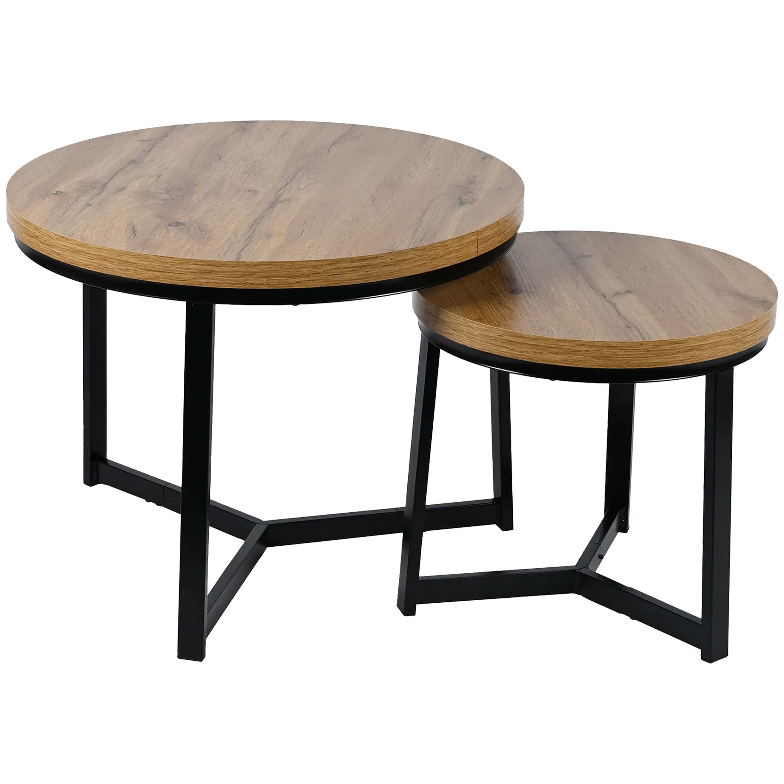Stolik kawowy okrągły LEIF 2szt 60×47/40×39cm dąb – miniatura 9