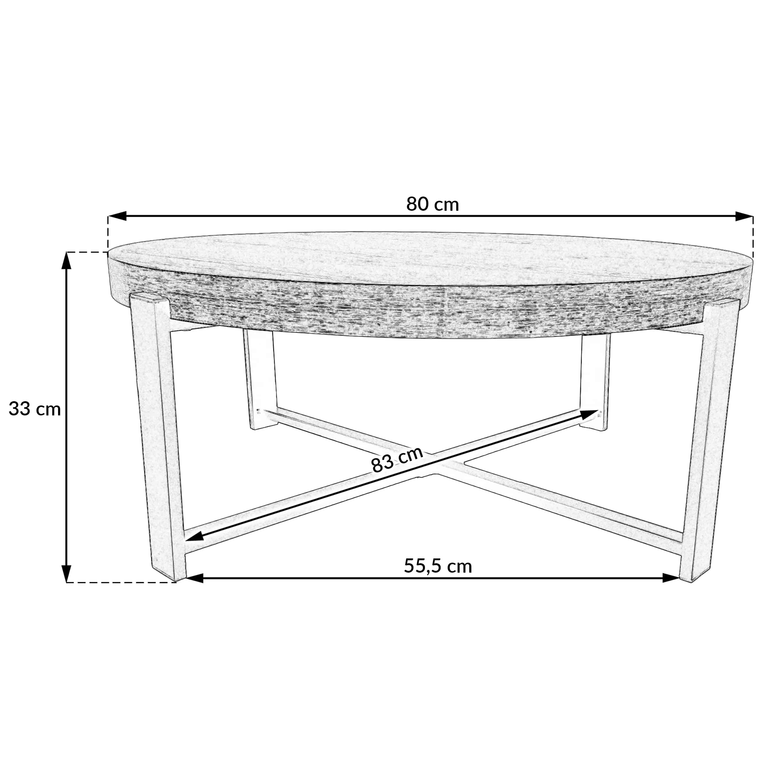 SK124D Stolik kawowy fi 80x33cm DĄB – miniatura 8