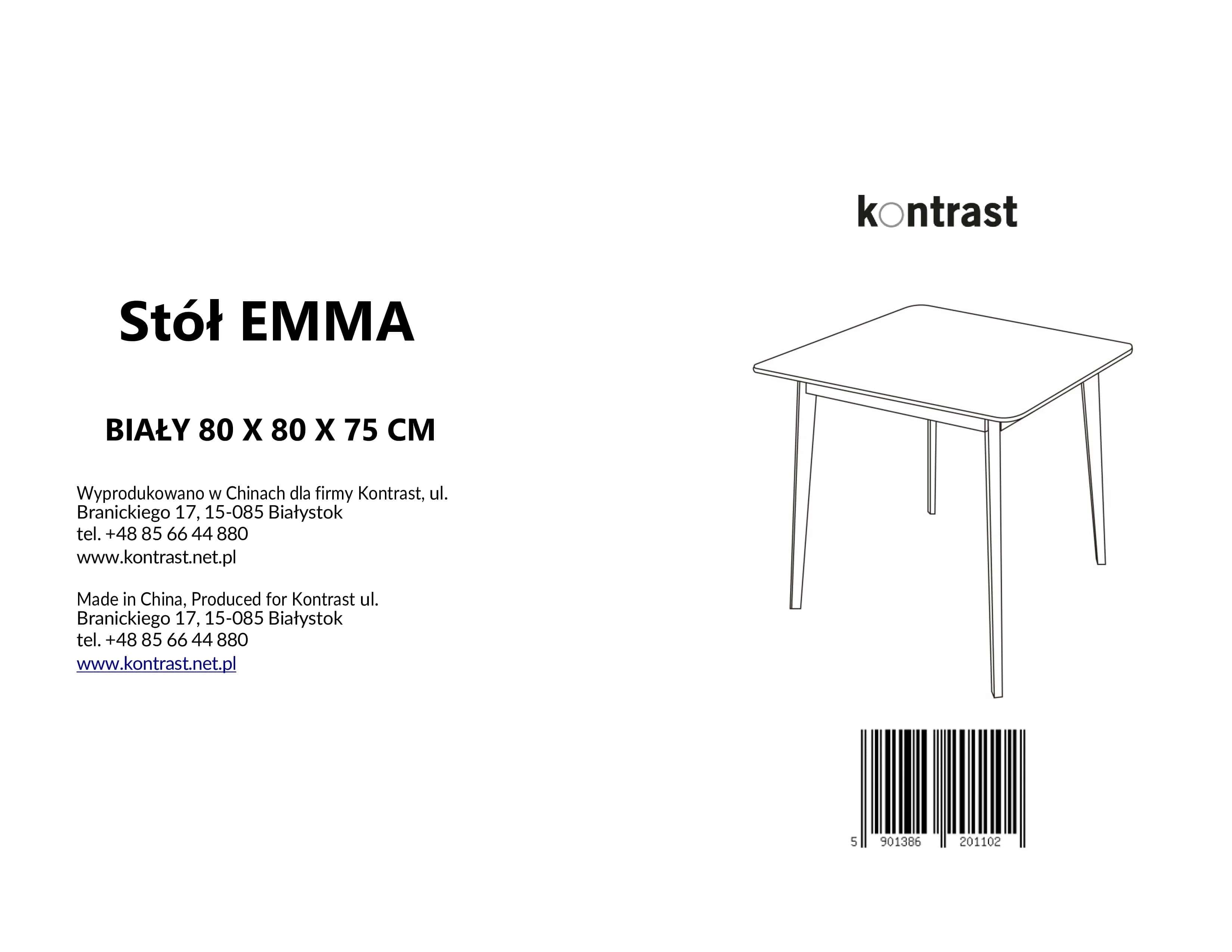 Stół skandynawski do jadalni biały (biała rama) EMMA 80x80x75 – miniatura 6