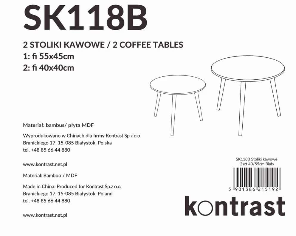 Stoliki kawowy RAYMOND 40×40/55×45 biały – miniatura 10