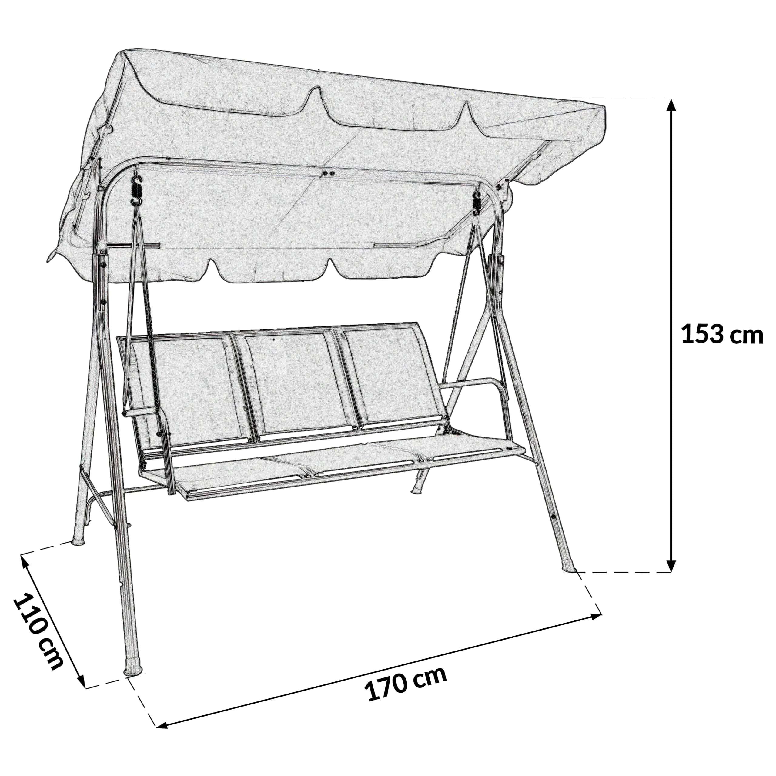 Huśtawka ogrodowy WALTER 3os czarny – miniatura 11