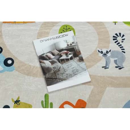 Dywan do prania BAMBINO 50230 Zoo, ulice, uliczki dla dzieci, antypoślizgowy - beż / zielony – miniatura 3