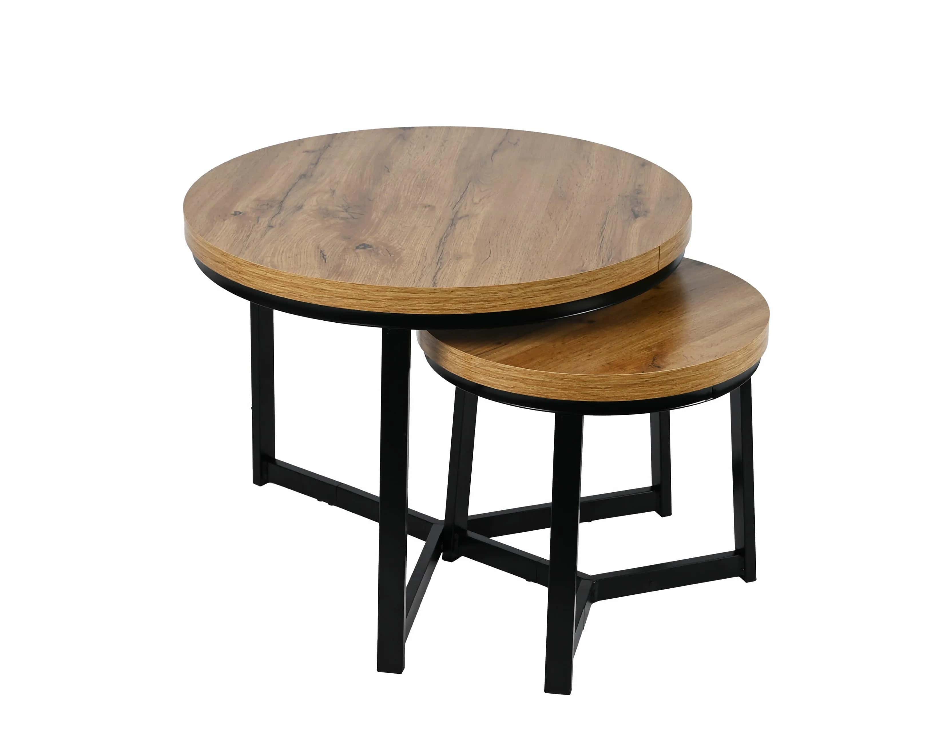 Stolik kawowy okrągły 2szt DĄB SK112D 60x47/40x39cm – miniatura 1