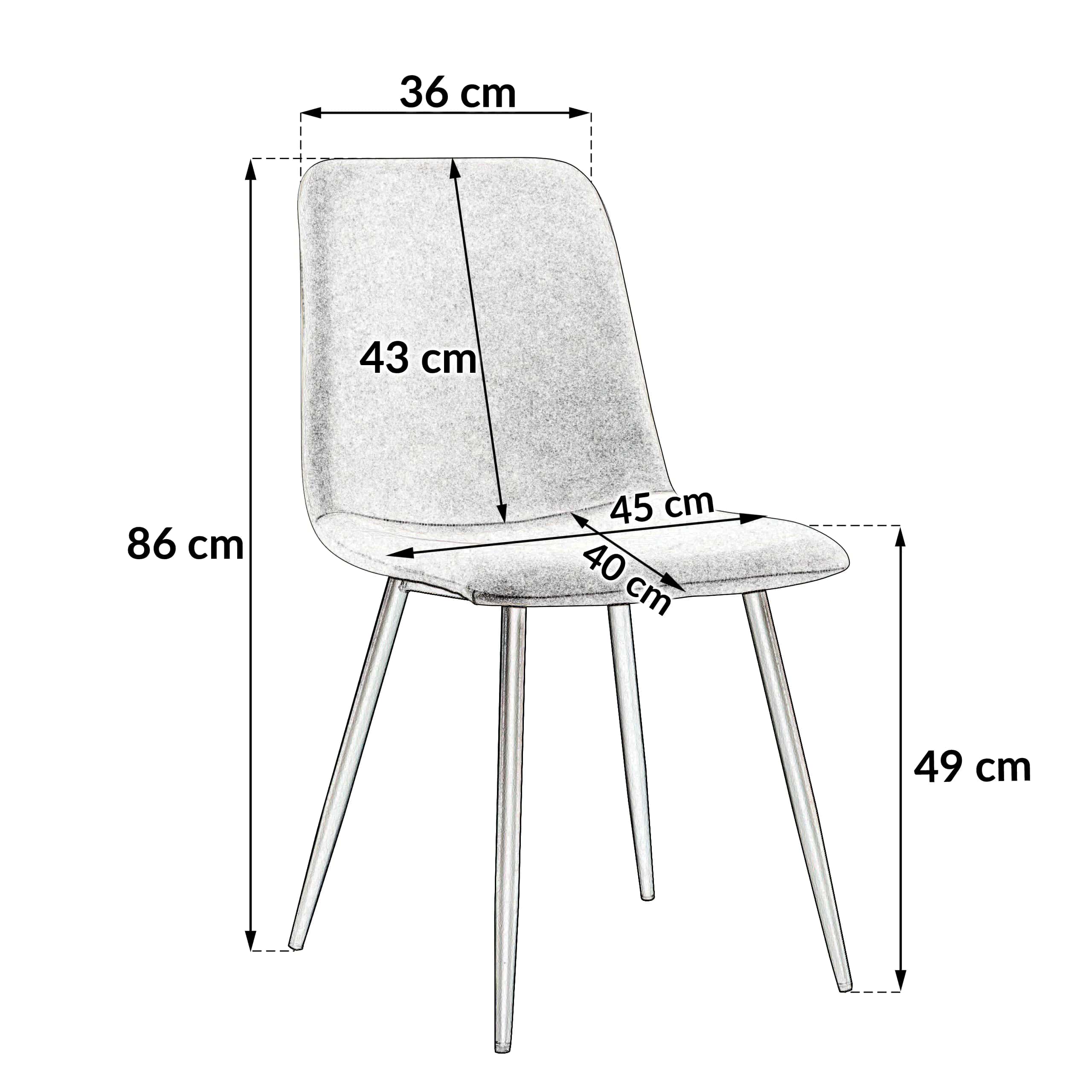 Krzesło tapicerowane do jadalni welurowe szare NOVA KT110 – miniatura 6