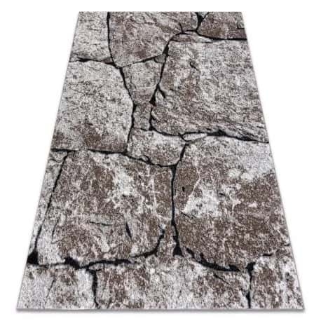 Dywan nowoczesny COZY 8985 Brick Kostka brukowa, kamień - Strukturalny, dwa poziomy runa brązowy – miniatura 1