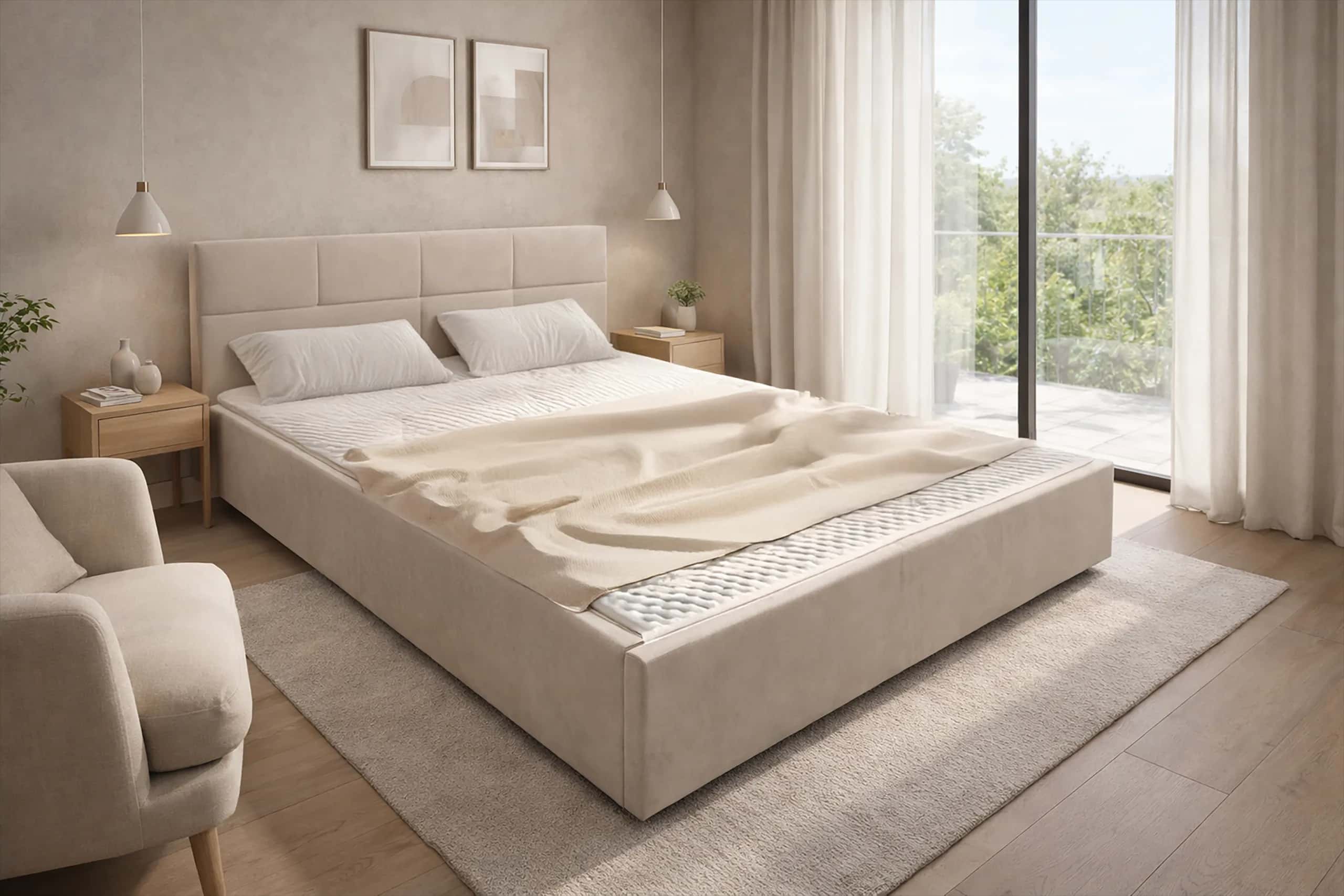 LT103 Łóżko Quadro 140x2x81 taupe – miniatura 3