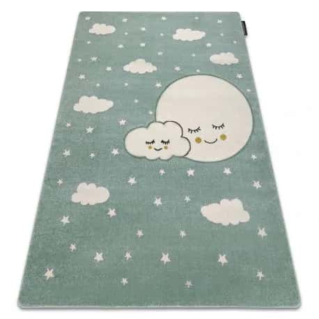 Dywan PETIT MOON księżyc, gwiazdki, chmurki zielony – miniatura 1