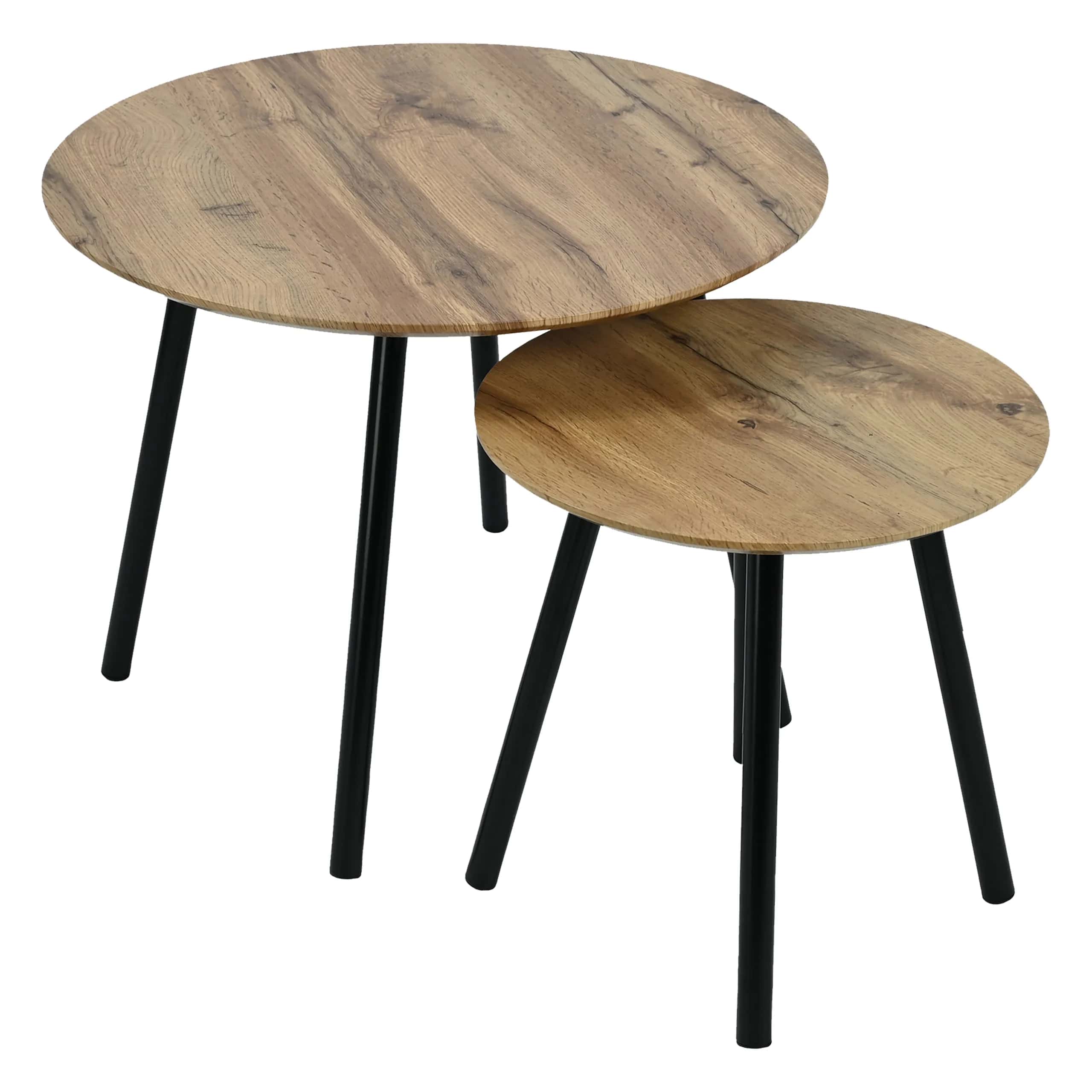 Zestaw stolików kawowych do salonu SK119D 2szt fi40x40/60x47cm DĄB – miniatura 2
