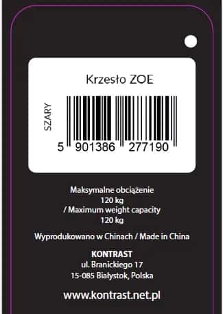 Krzesło tapicerowane skandynawskie do jadalni szare ZOE – miniatura 2