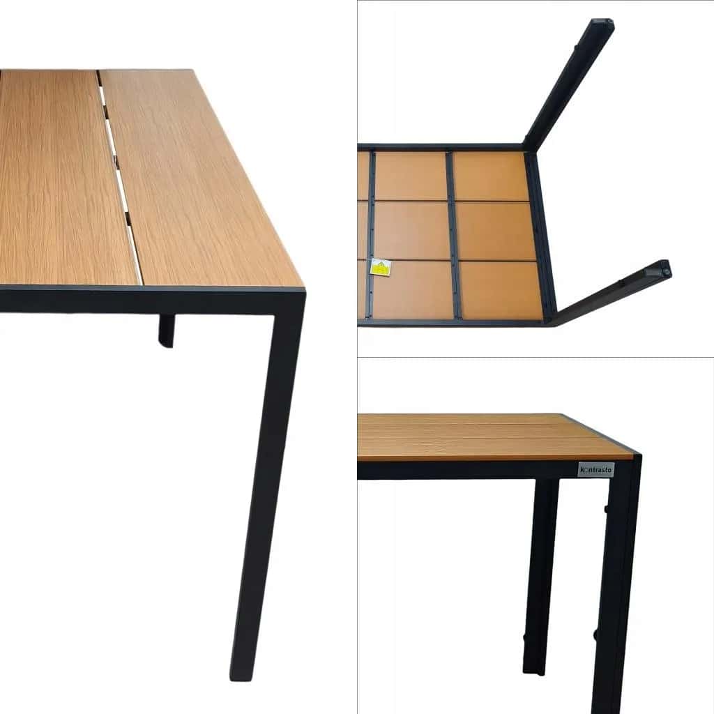 Aluminiowy stół ogrodowy taras blatem polywood Allen Pro 130x70 naturalny – miniatura 4