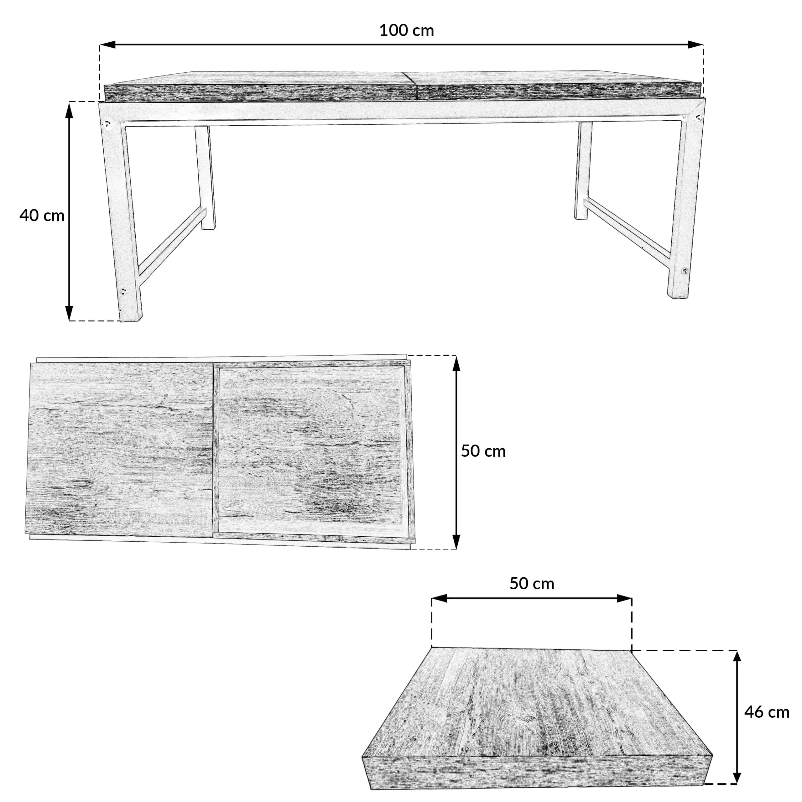 Stolik kawowy DĄB 50x100cm SK120D – miniatura 8