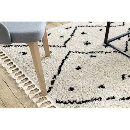 Dywan BERBER TETUAN B751 zygzak krem Frędzle berberyjski marokański shaggy – miniatura 3