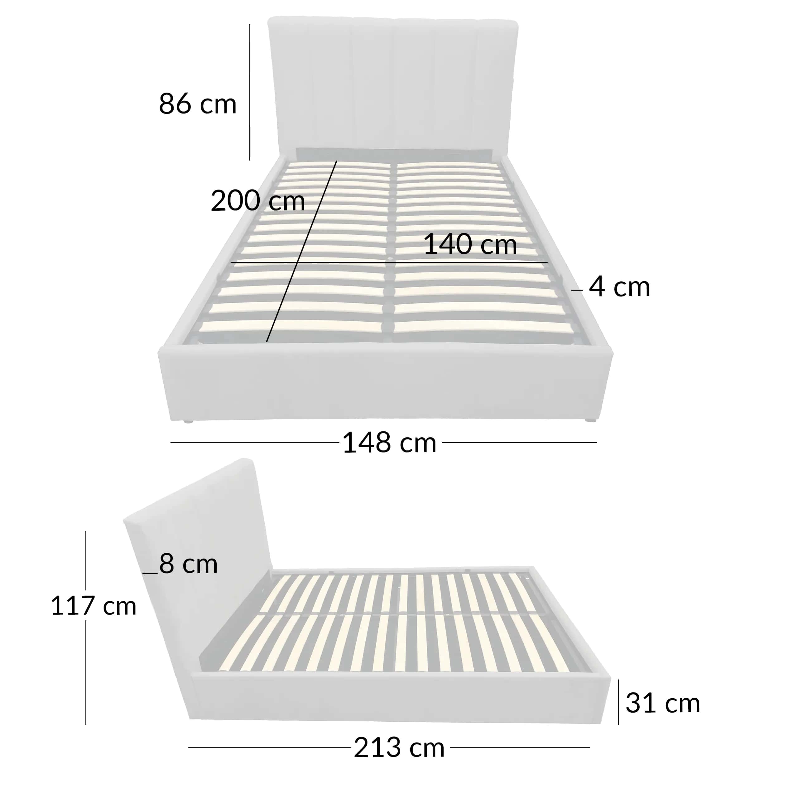 LT102 Łóżko Vertica 140x2x117 szary – miniatura 8