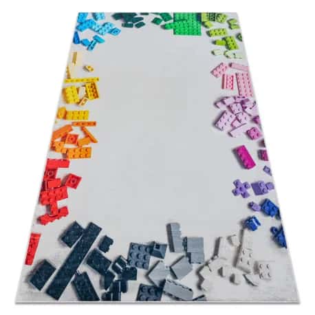 Dywan do prania BAMBINO 38480 Klocki dla dzieci, antypoślizgowy - szary / żółty – miniatura 1