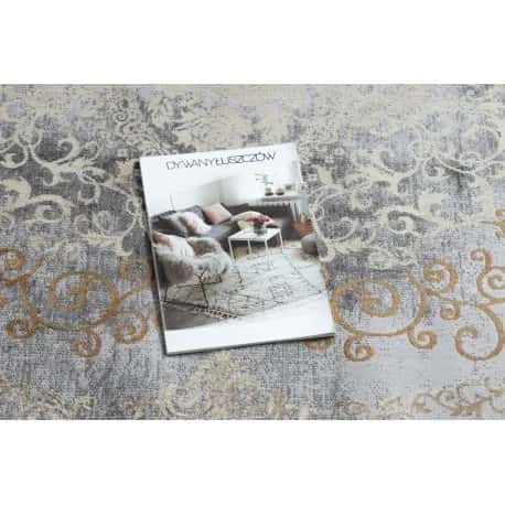 Dywan LUCE 91 nowoczesny Ornament vintage przecierany - Strukturalny szary / musztarda – miniatura 2