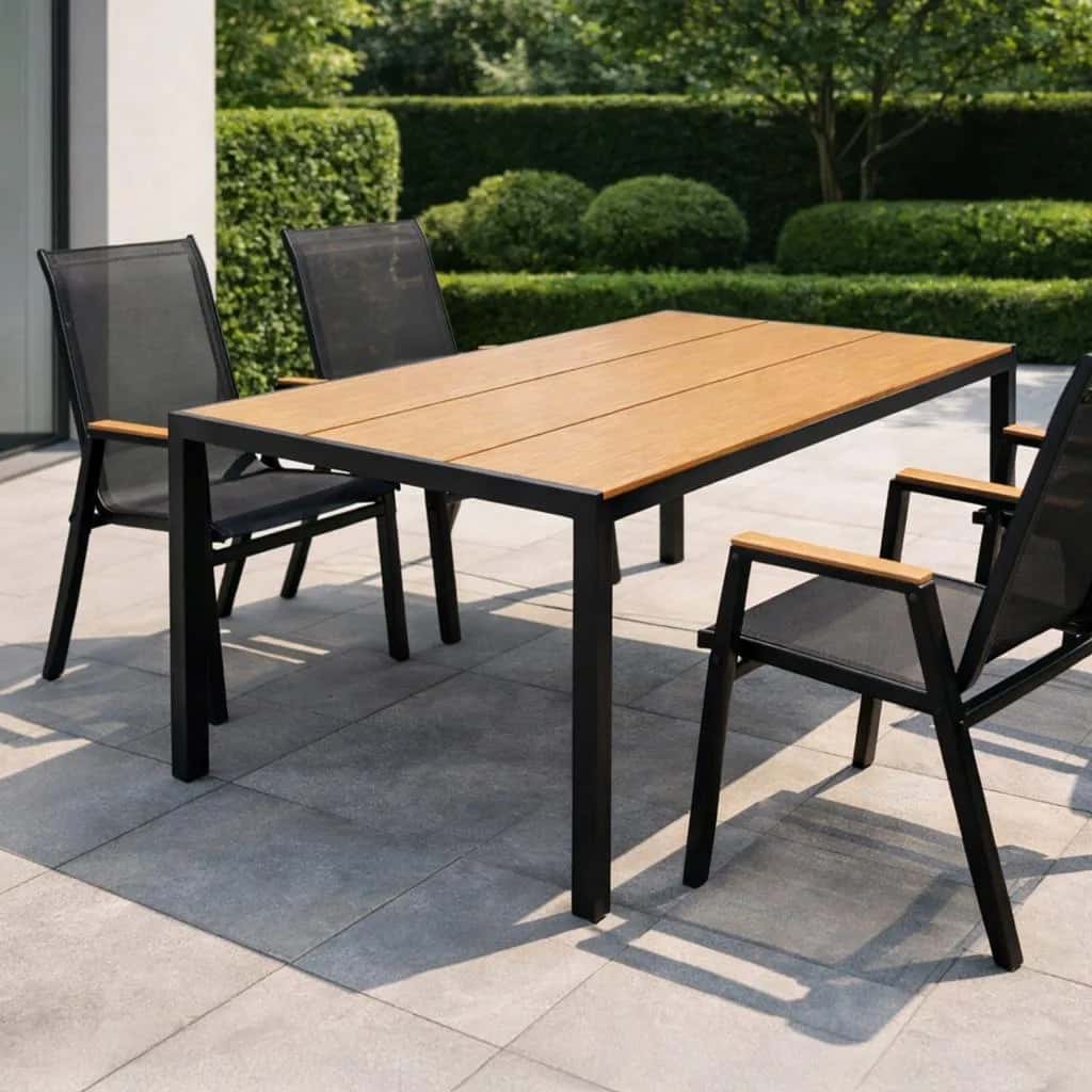Aluminiowy stół ogrodowy taras blatem polywood Allen Pro 130x70 naturalny – miniatura 5