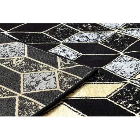 Dywan, Chodnik GLOSS nowoczesny 400B 86 stylowy, glamour, art deco, 3D geometryczny czarny / złoty – miniatura 3