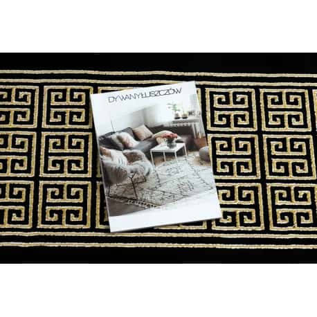 Dywan, Chodnik GLOSS nowoczesny 6776 86 stylowy, ramka, grecki czarny / złoty – miniatura 2
