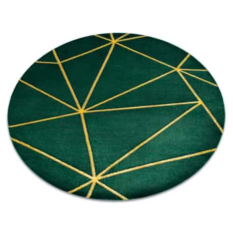 Dywan EMERALD ekskluzywny 1013 koło - glamour, stylowy geometryczny butelkowa zieleń / złoty – miniatura 1