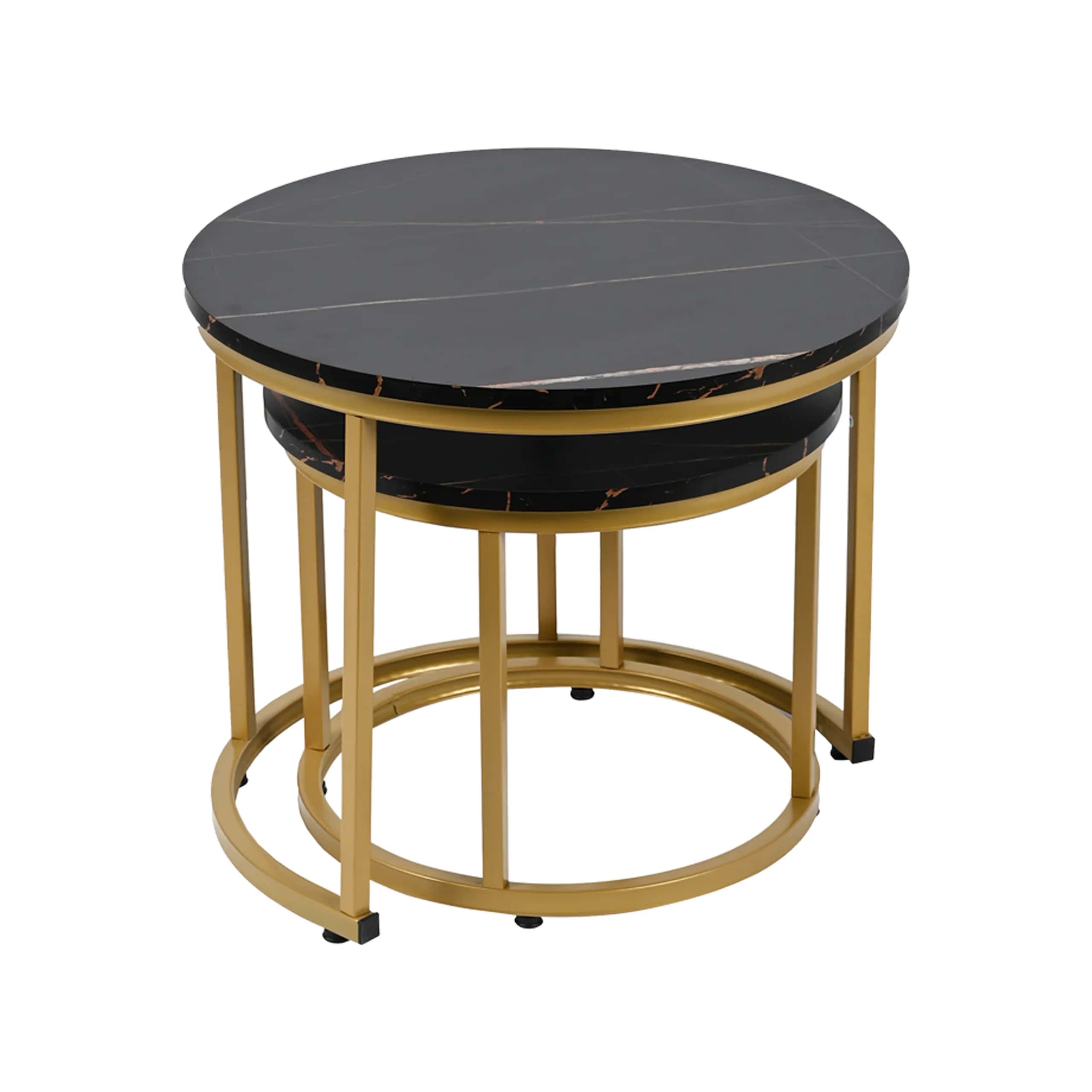 Stolik kawowy okrągły marmur KIRSTEN 2szt 53×45/43×35cm czarny – miniatura 10